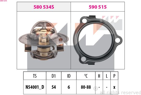 KW 580 534 - Termostat, rashladna tekućinu www.molydon.hr