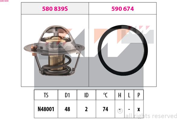 KW 580 839 - Termostat, rashladna tekućinu www.molydon.hr