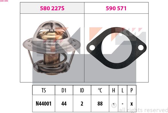 KW 580 390 - Termostat, rashladna tekućinu www.molydon.hr