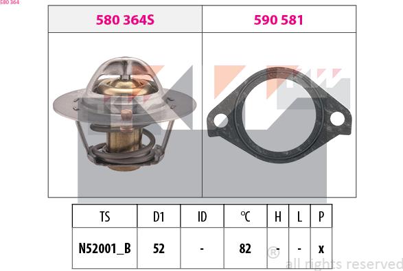 KW 580 364 - Termostat, rashladna tekućinu www.molydon.hr