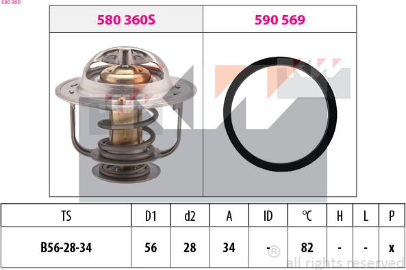 KW 580 360 - Termostat, rashladna tekućinu www.molydon.hr