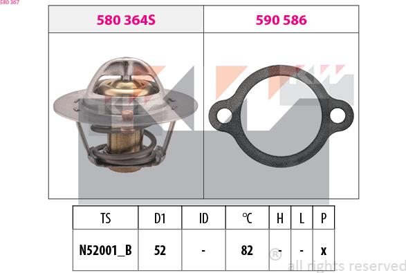 KW 580 367 - Termostat, rashladna tekućinu www.molydon.hr