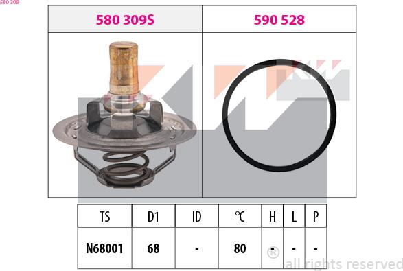 KW 580 309 - Termostat, rashladna tekućinu www.molydon.hr