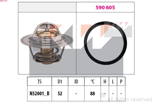 KW 580 312 - Termostat, rashladna tekućinu www.molydon.hr