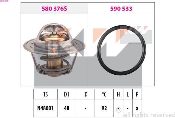 KW 580 376 - Termostat, rashladna tekućinu www.molydon.hr