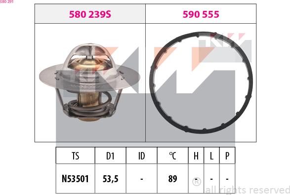 KW 580 291 - Termostat, rashladna tekućinu www.molydon.hr