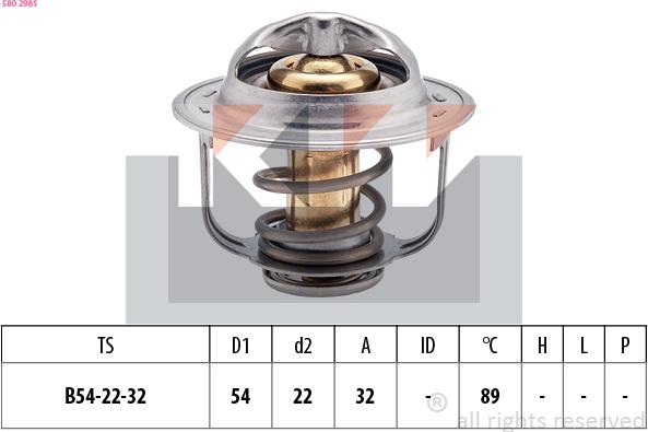 KW 580 298S - Termostat, rashladna tekućinu www.molydon.hr