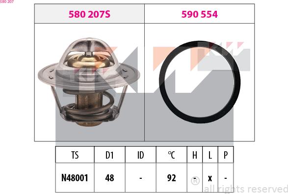 KW 580 207 - Termostat, rashladna tekućinu www.molydon.hr