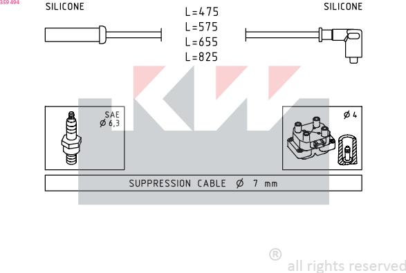 KW 359 494 - Set kablova za paljenje www.molydon.hr