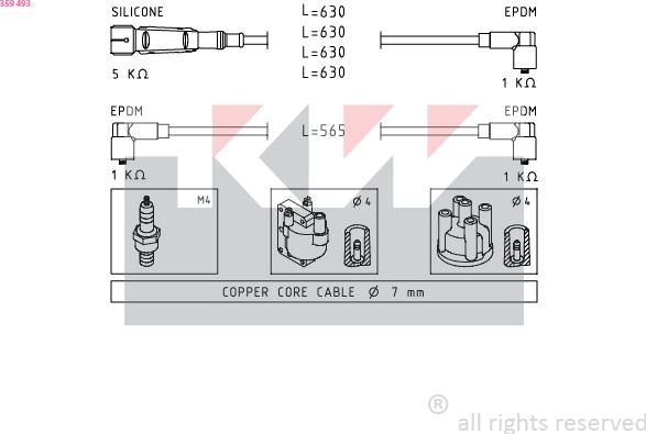 KW 359 493 - Set kablova za paljenje www.molydon.hr