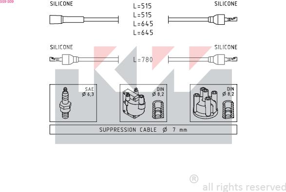 KW 359 509 - Set kablova za paljenje www.molydon.hr