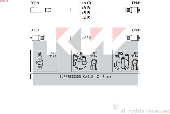 KW 359 511 - Set kablova za paljenje www.molydon.hr