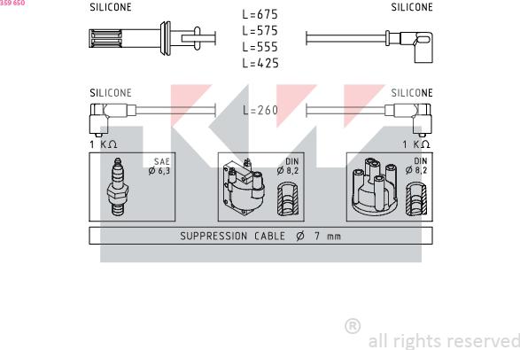 KW 359 650 - Set kablova za paljenje www.molydon.hr