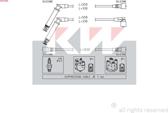 KW 359 689 - Set kablova za paljenje www.molydon.hr