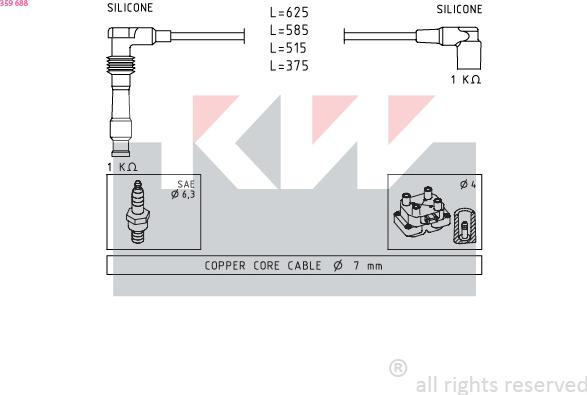 KW 359 688 - Set kablova za paljenje www.molydon.hr