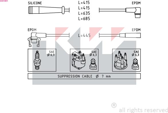 KW 359 801 - Set kablova za paljenje www.molydon.hr