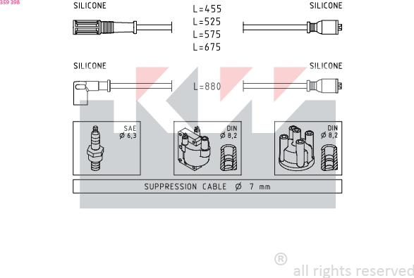 KW 359 398 - Set kablova za paljenje www.molydon.hr