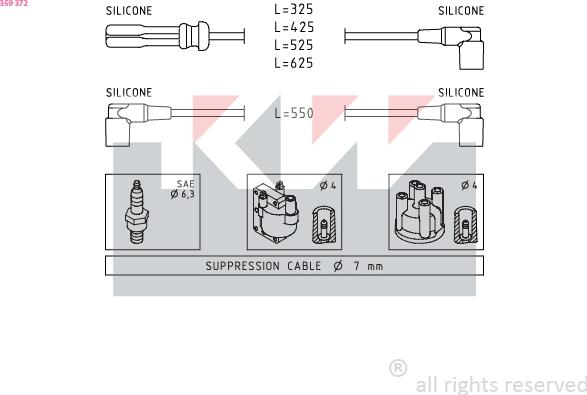 KW 359 372 - Set kablova za paljenje www.molydon.hr