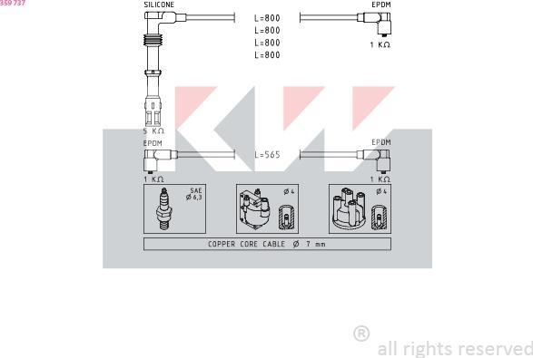 KW 359 737 - Set kablova za paljenje www.molydon.hr