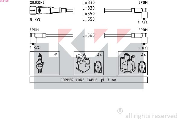 KW 358 159 - Set kablova za paljenje www.molydon.hr