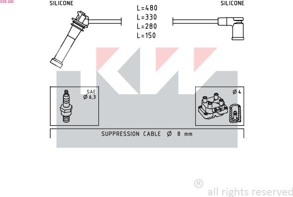 KW 358 245 - Set kablova za paljenje www.molydon.hr