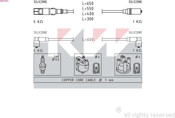 KW 360 933 - Set kablova za paljenje www.molydon.hr