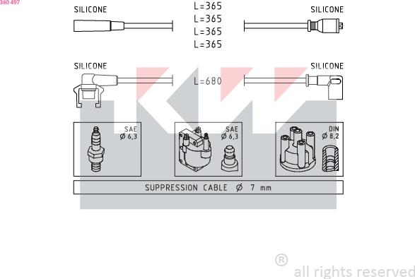 KW 360 497 - Set kablova za paljenje www.molydon.hr