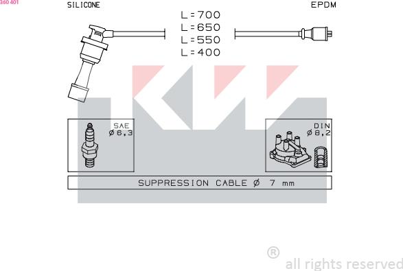 KW 360 401 - Set kablova za paljenje www.molydon.hr