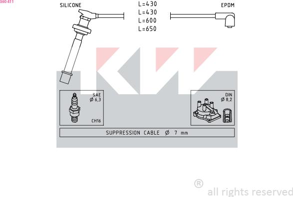 KW 360 411 - Set kablova za paljenje www.molydon.hr