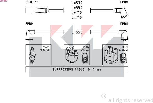 KW 360 413 - Set kablova za paljenje www.molydon.hr