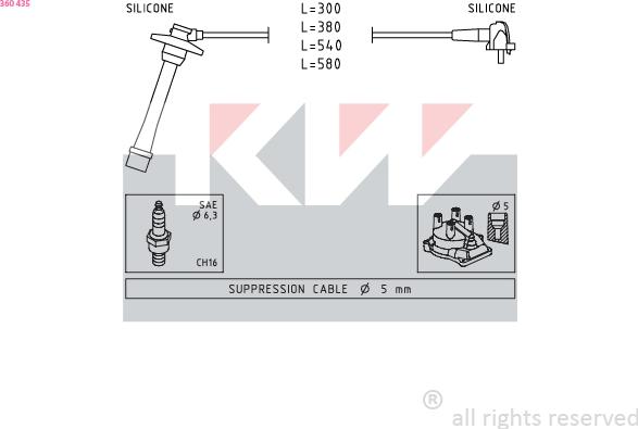 KW 360 435 - Set kablova za paljenje www.molydon.hr