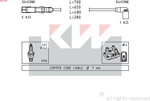 KW 360 479 - Set kablova za paljenje www.molydon.hr