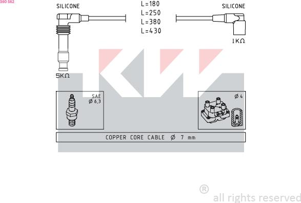 KW 360 562 - Set kablova za paljenje www.molydon.hr