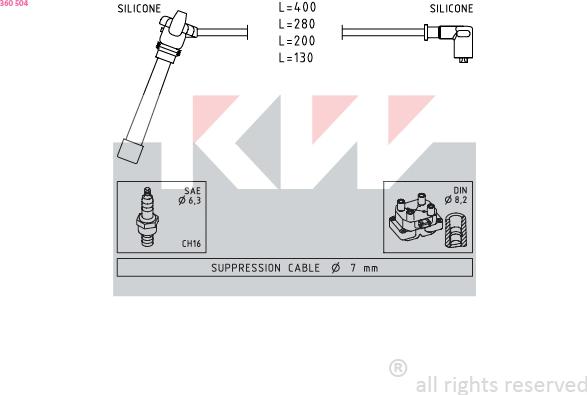 KW 360 504 - Set kablova za paljenje www.molydon.hr