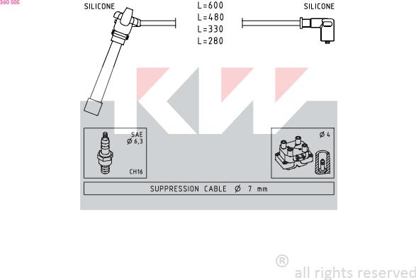 KW 360 505 - Set kablova za paljenje www.molydon.hr