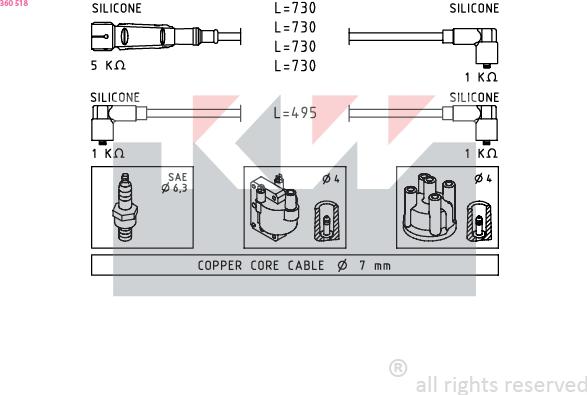 KW 360 518 - Set kablova za paljenje www.molydon.hr