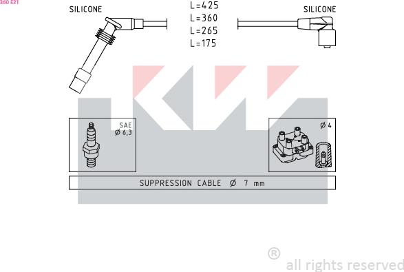 KW 360 531 - Set kablova za paljenje www.molydon.hr