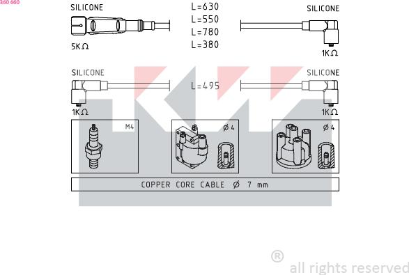 KW 360 660 - Set kablova za paljenje www.molydon.hr