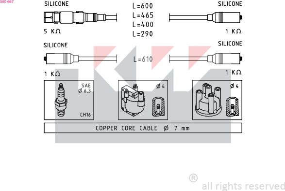 KW 360 667 - Set kablova za paljenje www.molydon.hr