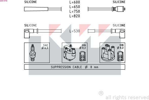 KW 360 078 - Set kablova za paljenje www.molydon.hr