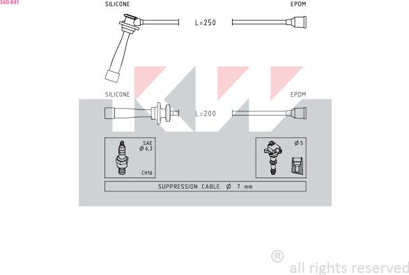 KW 360 841 - Set kablova za paljenje www.molydon.hr