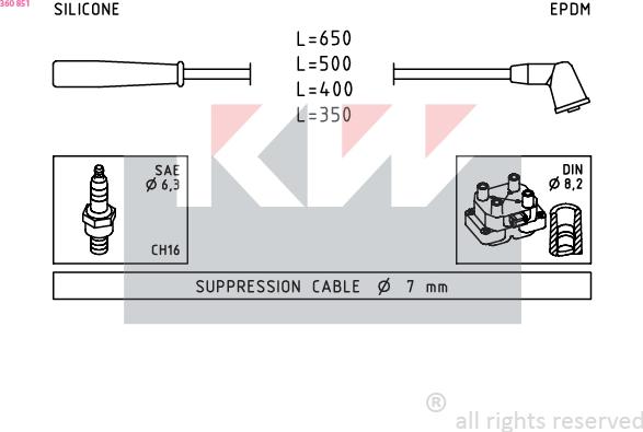 KW 360 851 - Set kablova za paljenje www.molydon.hr