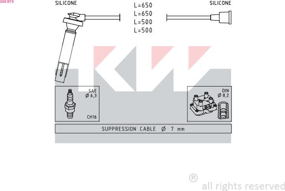 KW 360 819 - Set kablova za paljenje www.molydon.hr