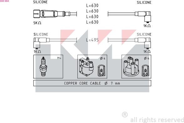 KW 360 364 - Set kablova za paljenje www.molydon.hr