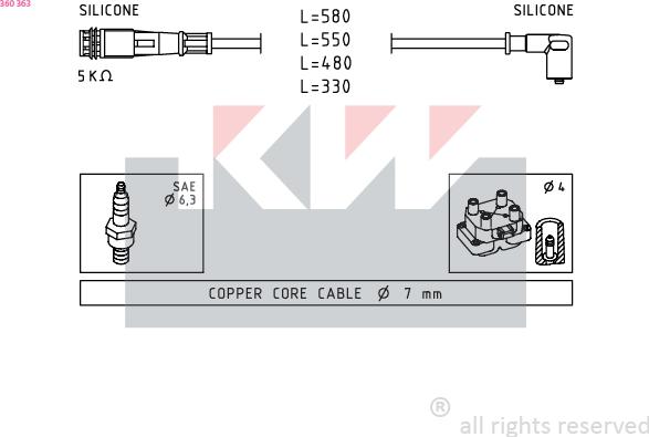 KW 360 363 - Set kablova za paljenje www.molydon.hr