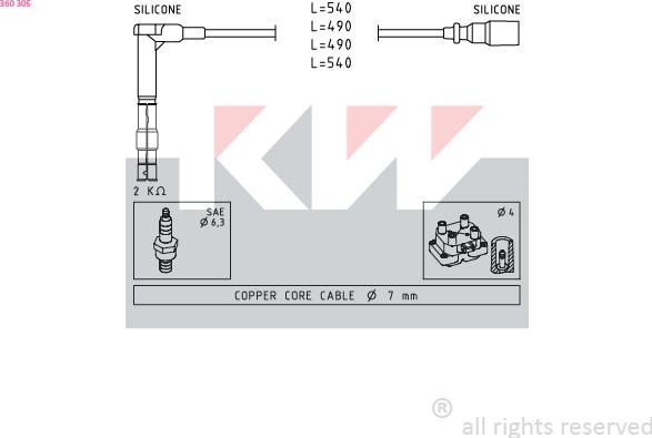 KW 360 305 - Set kablova za paljenje www.molydon.hr