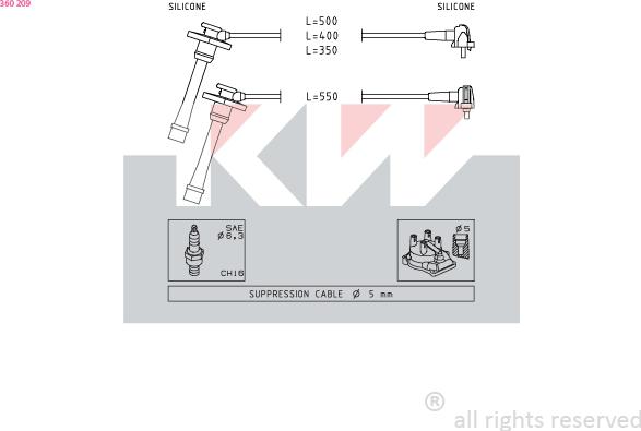 KW 360 209 - Set kablova za paljenje www.molydon.hr