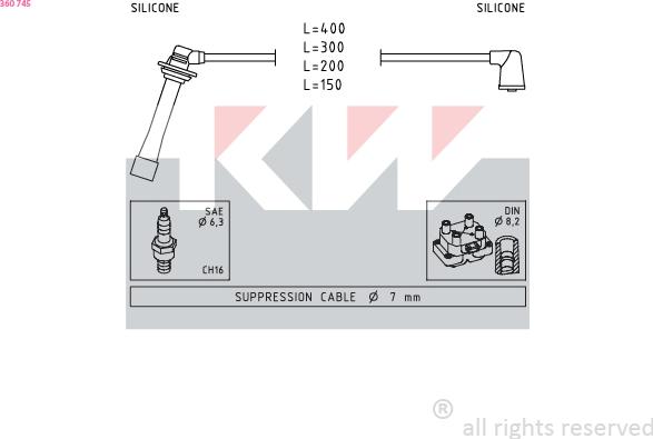 KW 360 745 - Set kablova za paljenje www.molydon.hr