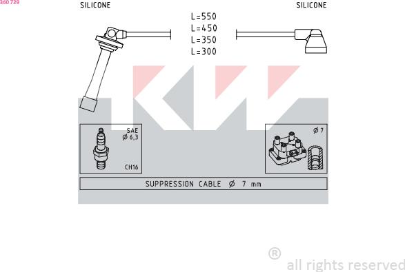 KW 360 739 - Set kablova za paljenje www.molydon.hr