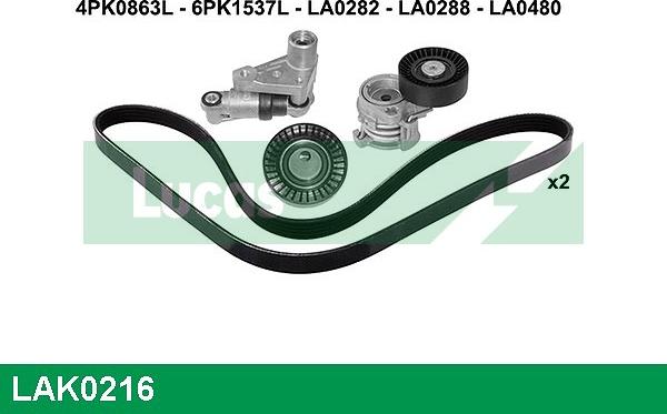 LUCAS LAK0216 - Garnitura klinastog rebrastog remena www.molydon.hr